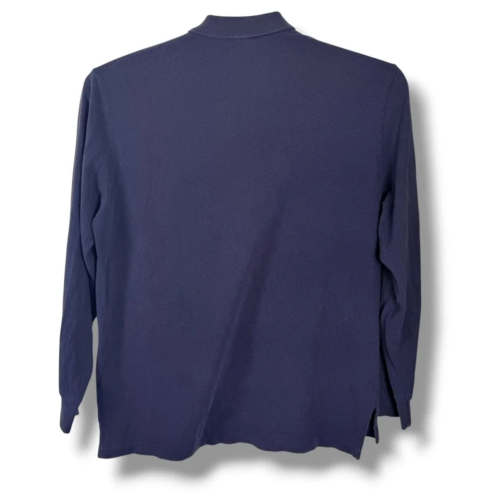 Vintage Polo Ralph Lauren Polo Shirt Men XL Navy Blue Long Sleeve Cotton Pique
